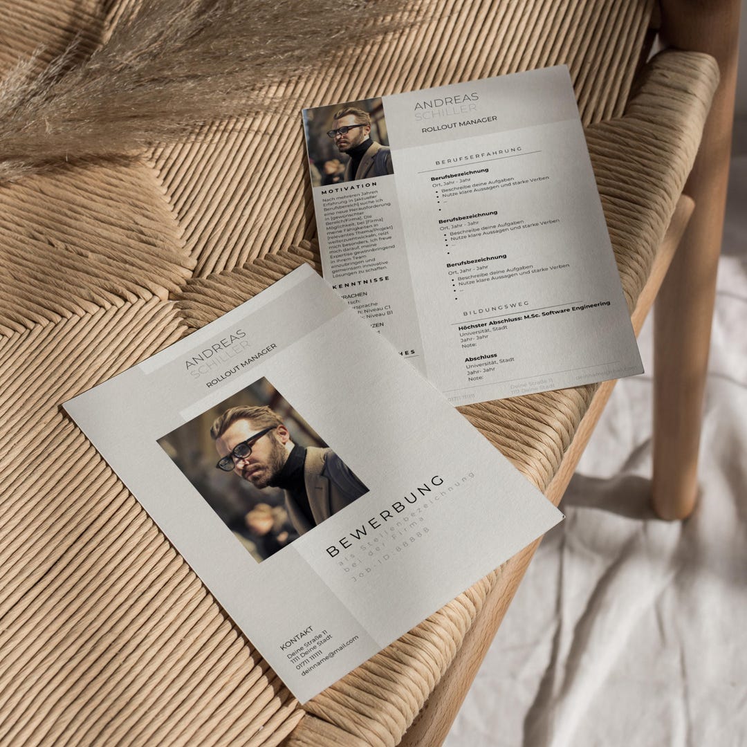 Application Template German Word Canva Tabular CV Modern Cover Letter ...