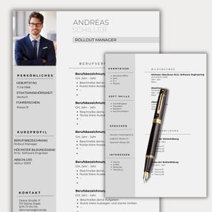 Plantilla de solicitud profesional Plantilla de CV en Word Carta de presentación creativa tabular alemana Hoja de presentación moderna Profesionales Canva