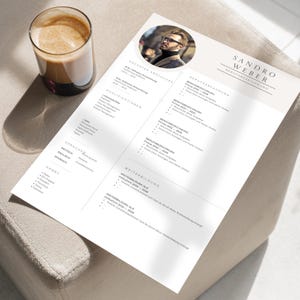 Plantilla de solicitud en alemán Word Canva Plantilla CV 1 2 páginas portada carta de presentación lista de archivos adjuntos muestra moderna profesional