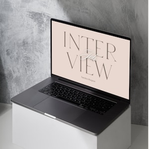Job Interview Presentation PowerPoint Template Canva modern Executive AC beige Application template digital Business template pitch about me