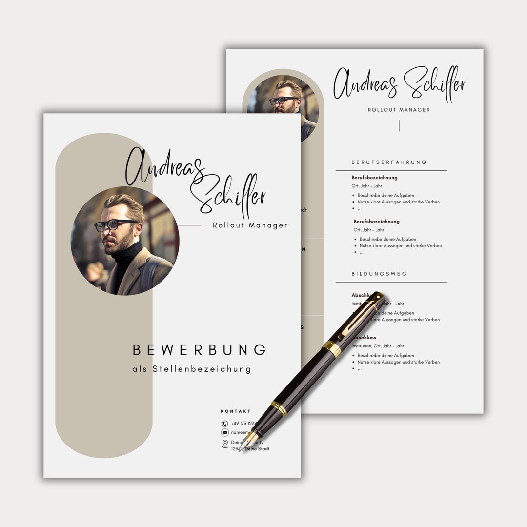 Application Template German CV Tabular Creative Cover Letter Modern ...
