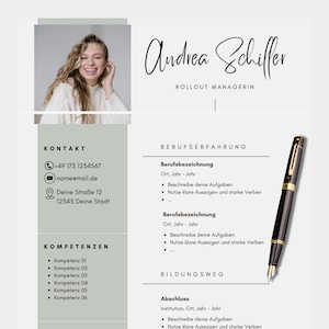Plantilla de solicitud CV en alemán, carta de presentación creativa, hoja de portada moderna, diseño de muestra para profesionales, alumnos y estudiantes Canva