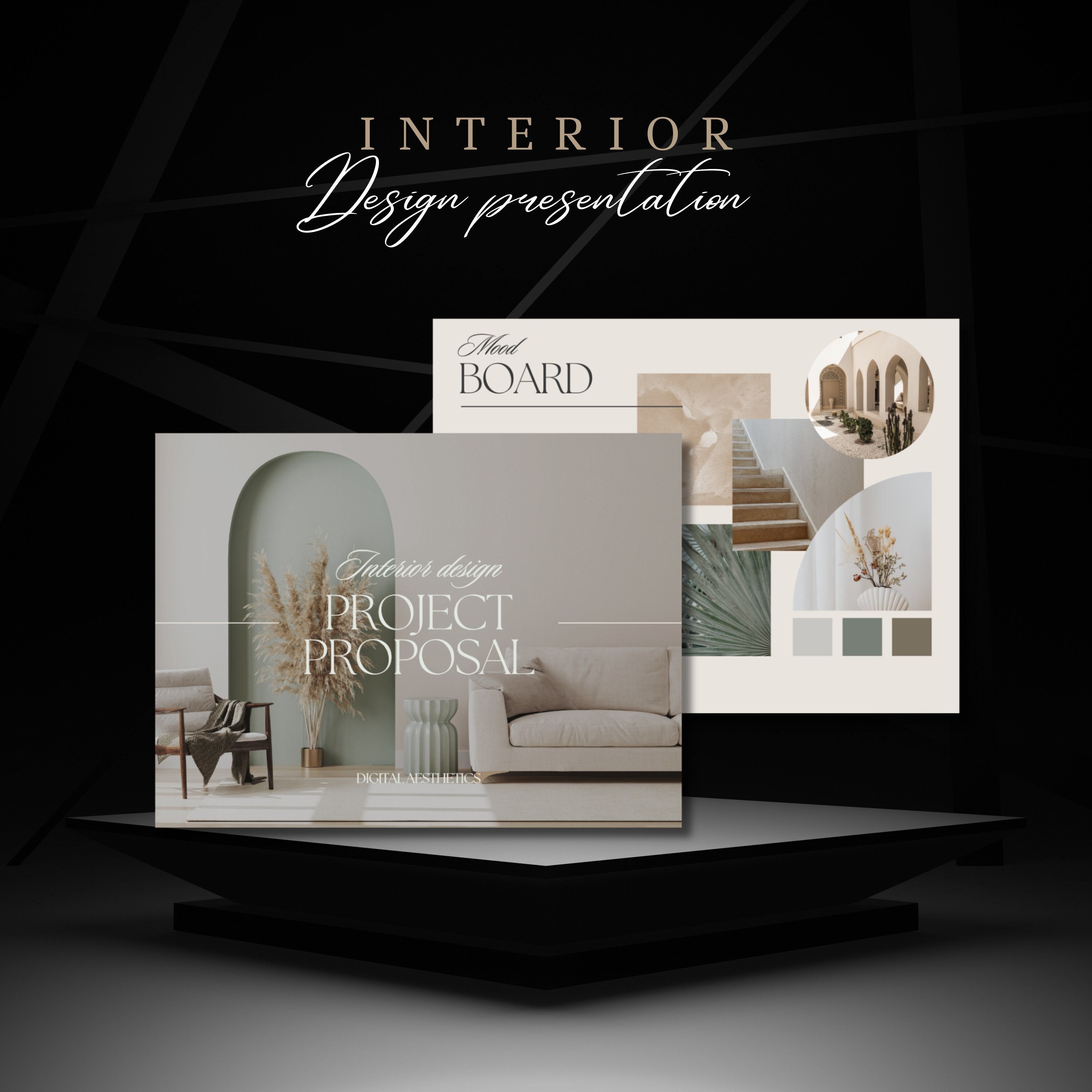 Interior Design Presentation Template Boho Beige Concept Mood Board ...