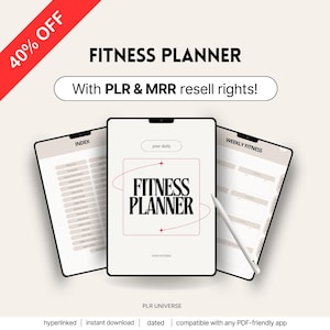 Planejador de exercícios PLR (Produtos Digitais para Revenda), Modelo digital editável e estético para Canva, Direitos de Revenda Master, Produtos digitais para revenda, Diário de treino PLR