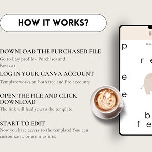 May include: A digital worksheet for children to practise identifying vowels. The worksheet features a cartoon elephant and the text "VOWELS" and "Circle all the "e" letters".