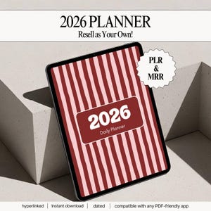 MRR PLR 2026 Planner, Aesthetic Editable Digital Canva Planner Template, Master Resell Rights, Mrr Digital Products to Resell, PLR Journal image 1