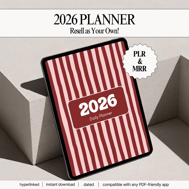 MRR PLR 2026 Planner, Aesthetic Editable Digital Canva Planner Template, Master Resell Rights, Mrr Digital Products to Resell, PLR Journal image 1