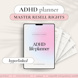 PLR ADHD Planner, Plr Planners, MRR Digital Planner, Plr Journal, Plr Digital Product, Dfy Content, Plr Notebook, Mrr Digital Products