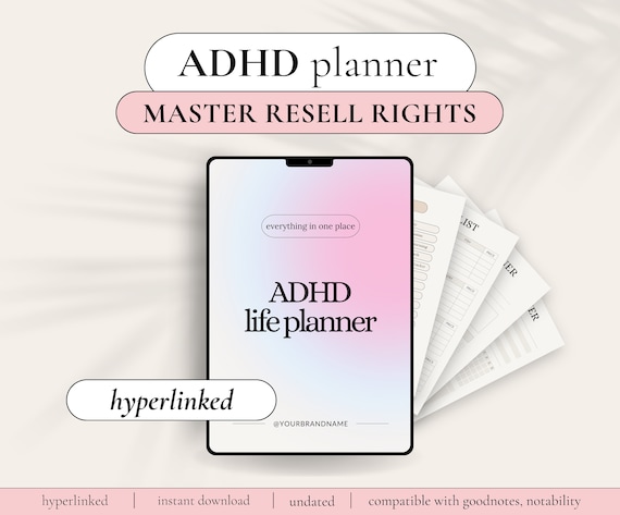 PLR ADHD Planner, Plr Planners, MRR Digital Planner, Plr Journal, Plr Digital Product, Dfy Content, Plr Notebook, Mrr Digital Products