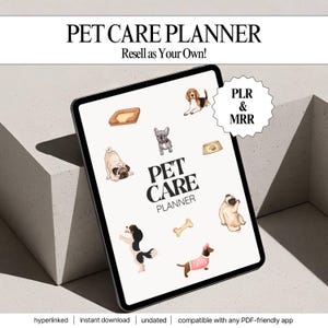 MRR & PLR Pet Care Planner, Aesthetic Editable Canva Template, Master Resell Rights, Digital Products to Resell, MRR Planner, Notebook