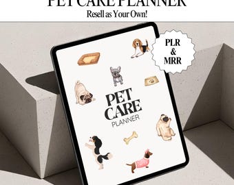 MRR & PLR Pet Care Planner, Aesthetic Editable Canva Template, Master Resell Rights, Digital Products to Resell, MRR Planner, Notebook