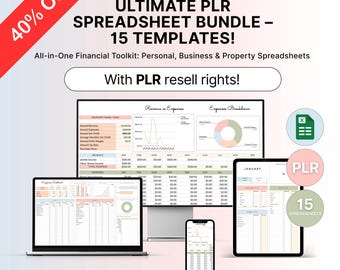 PLR Spreadsheet Bundle, PLR Digital Products Bundle, PLR Templates, Google Sheets, Private Label Rights, Resell Rights, Excel Budget Planner