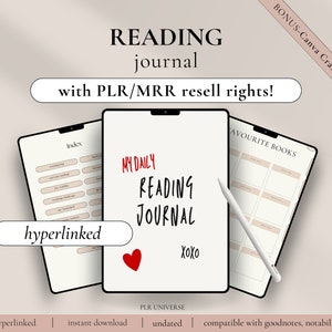 Planner digitale PLR, diario di lettura PLR, diritti di rivendita master, prodotto digitale PLR, MRR, dfy plr, modelli PLR Canva, diritti di etichetta privata