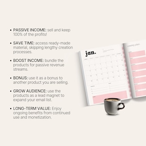 MRR PLR 2026 Planner, Aesthetic Editable Digital Canva Planner Template, Master Resell Rights, Mrr Digital Products to Resell, PLR Journal image 4