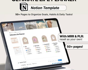 MRR The Ultimate Notion Planner Template, Master Resell Rights, PLR Digital Products, Notion Life Planner, Aesthetic Notion Planner, DFY