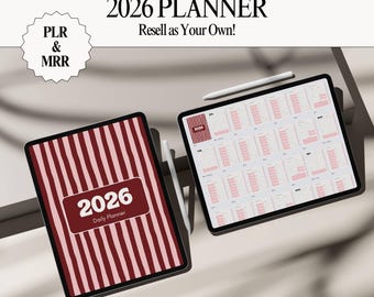 MRR PLR 2026 Planner, Aesthetic Editable Digital Canva Planner Template, Master Resell Rights, Mrr Digital Products to Resell, PLR Journal
