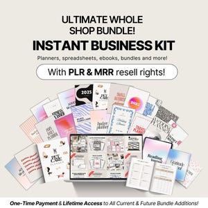 Hele winkelbundel PLR MRR DFY-sjablonen, Canva bewerkbare planners Tijdschriften Spreadsheets E-boeken, volledige collectie, volledige collectie, doorverkooprechten Levenslang