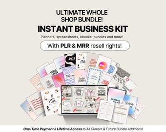 Whole Shop Bundle PLR MRR DFY Templates, Canva Editable Planners Journals Spreadsheets Ebooks, Entire Collection, Resell Rights Lifetime