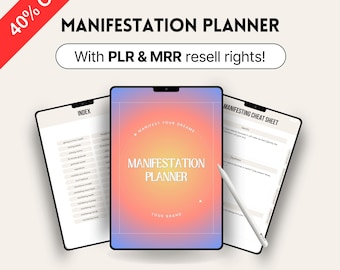 MRR & PLR マニフェストジャーナル、美しく編集可能なCanvaテンプレート、マスター再販権、再販可能なデジタル製品、MRRプランナー、ノートブック