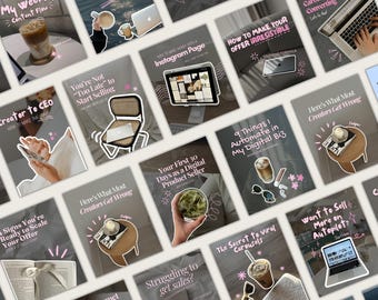200+ MRR Content Creator Aesthetic Carousel Instagram Templates, DFY Digital Products, ios Core Scrapbook Canva Bundle, Social Media Manager