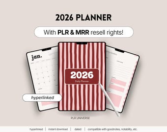 2026 MRR Digital Planner, PLR Products, Ipad Dated Weekly Canva Notebook, Journal, Master Resell Rights, Done for You, DFY, Monthly Calendar