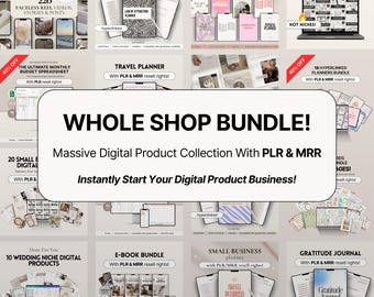 Whole Shop Bundle PLR MRR DFY Templates, Canva Editable Planners Journals Spreadsheets Ebooks, Entire Collection, Resell Rights Lifetime
