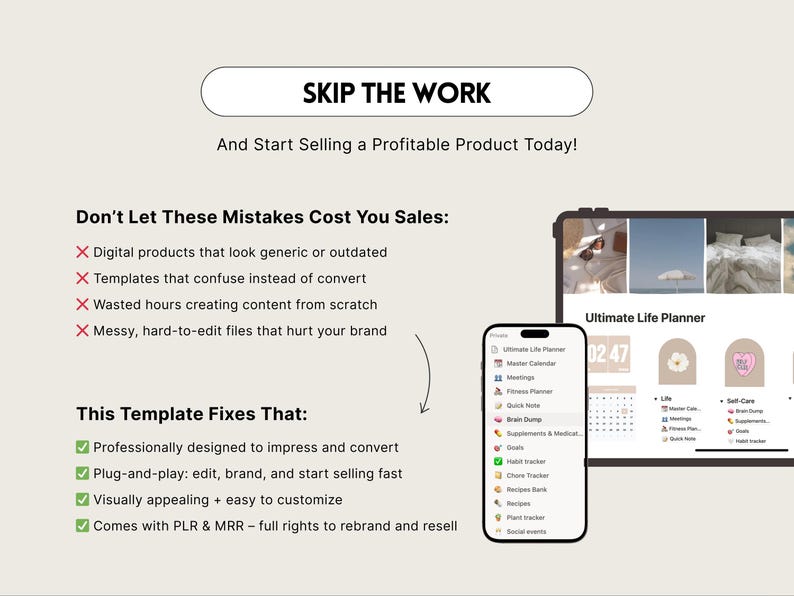 MRR The Ultimate Notion Planner Template, Master Resell Rights, PLR Digital Products, Notion Life Planner, Aesthetic Notion Planner, DFY image 6