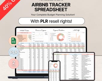 PLR Airbnb Budget Tracker Spreadsheet, PLR Digital Product, PLR Templates, Google Sheets, Private Label Rights, Resell Rights, Excel Sheet