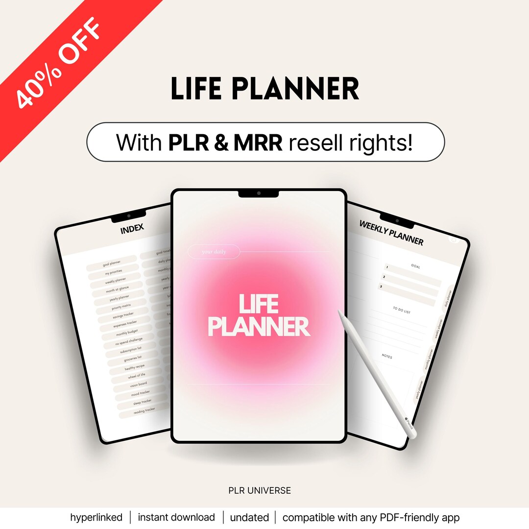 MRR PLR Daily Life Planner, Aesthetic Editable Digital Canva Template ...