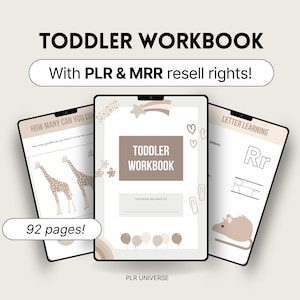 PLR Niños, Libro de trabajo para niños pequeños, Planificador digital Plr, Derechos de reventa, Diario Plr, Hecho para usted, Derechos de reventa maestros, Productos digitales Mrr