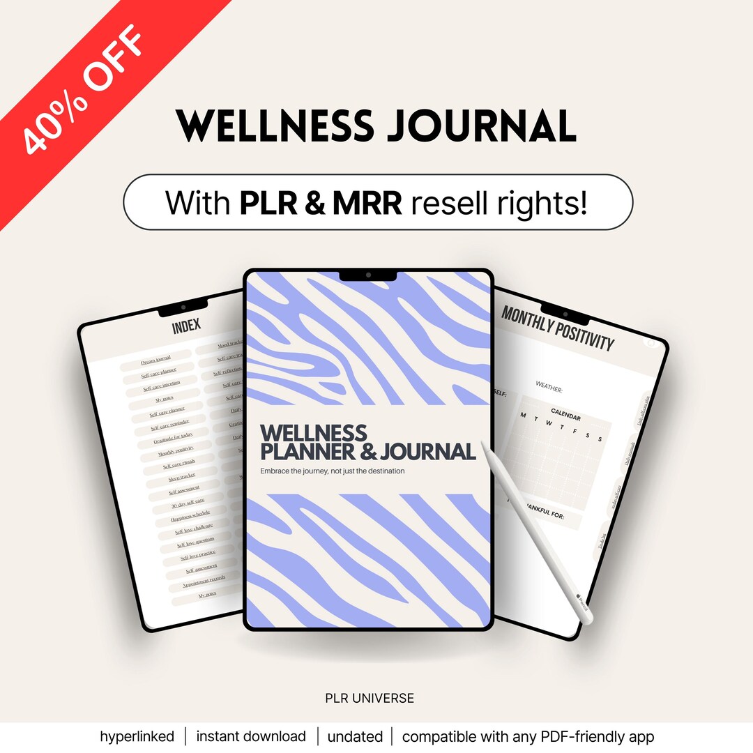 MRR & PLR Wellness Journal, Aesthetic Editable Digital Canva Template ...