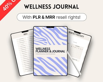 MRR & PLR Wellness Journal, Aesthetic Editable Digital Canva Template, Master Resell Rights, Digital Products to Resell, Planner, Notebook