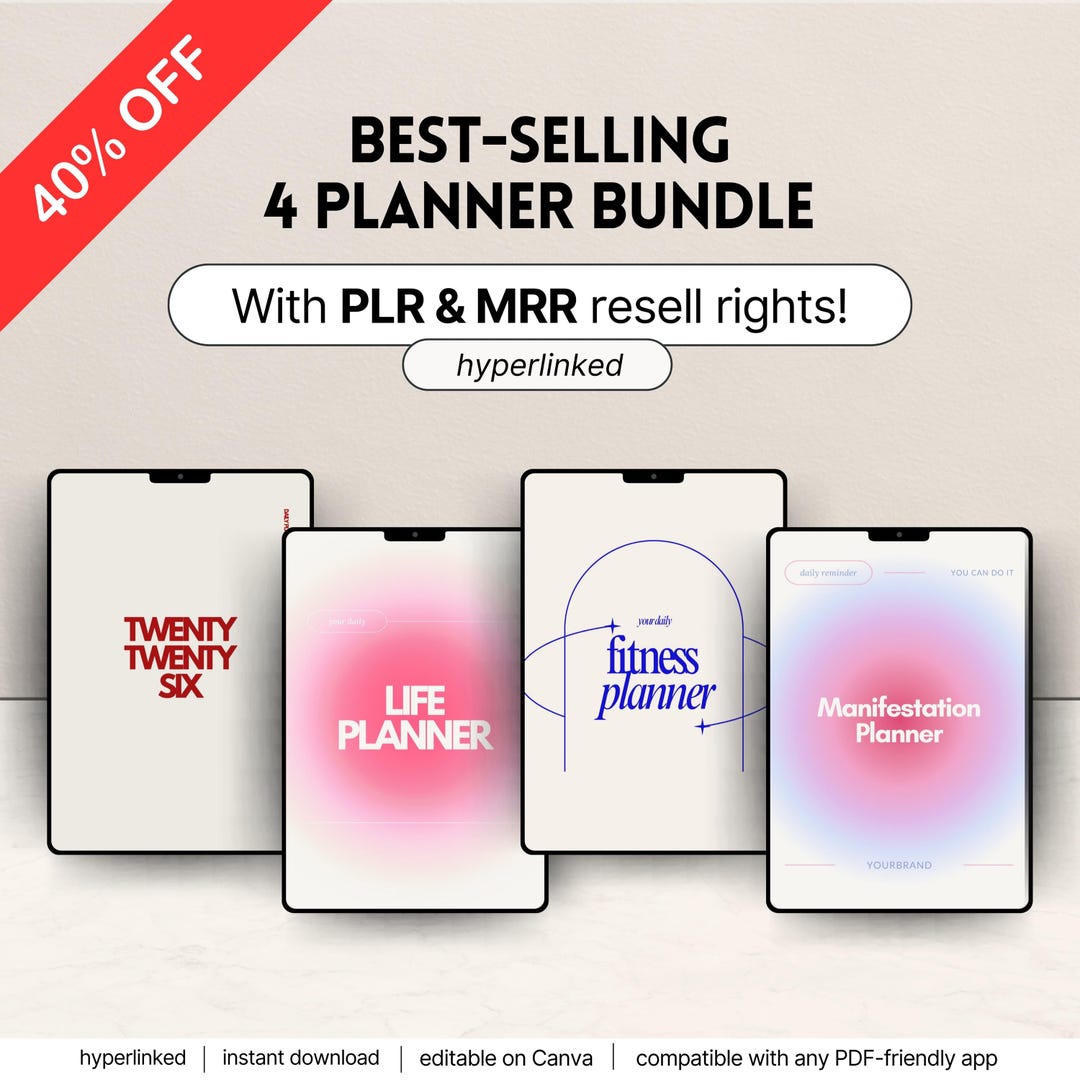 MRR & PLR Digital Planner Bundle | DFY Canva Templates | Aesthetic ...