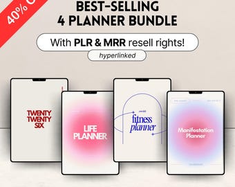 MRR & PLR Digital Planner Bundle | DFY Canva Templates | Aesthetic Daily Budget, Business, Fitness and 2026 Planner w/ Master Resell Rights