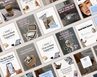 200+ MRR Content Creator Aesthetic Carousel Instagram Templates, DFY Digital Products, ios Core Scrapbook Canva Bundle, Social Media Manager