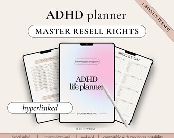 PLR ADHD Planner, Plr Planners, MRR Digital Planner, Plr Journal, Plr Digital Product, Dfy Content, Plr Notebook, Mrr Digital Products