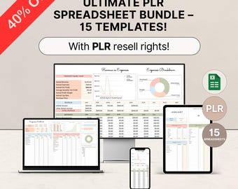 PLR Spreadsheet Bundle, PLR Digital Products Bundle, PLR Templates, Google Sheets, Private Label Rights, Resell Rights, Excel Budget Planner