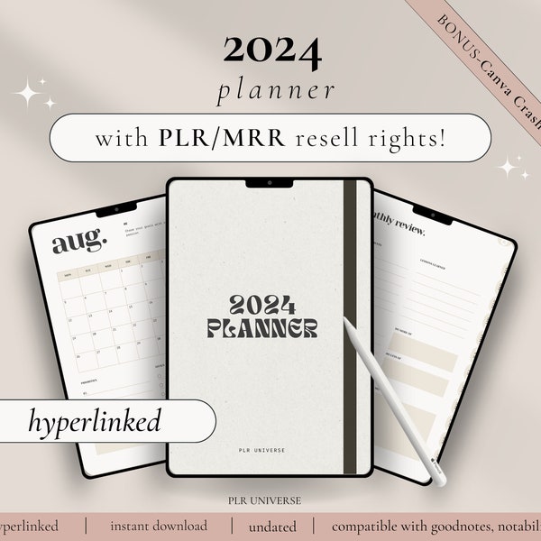 PLR 2024 Planner, PLR Planners, MRR Digital Planner, Plr Journal, Plr Digital Product, Dfy Content, Plr Notebook, Mrr Digital Products