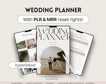 MRR PLR Wedding Planner, Aesthetic Editable Digital Canva Template, Master Resell Rights, Mrr Digital Products to Resell, PLR Journal