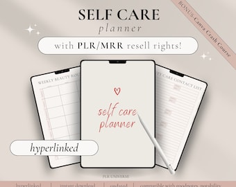 MRR PLR Self Care Planner, Aesthetic Editable Digital Canva Template, Master Resell Rights, Mrr Digital Products to Resell, PLR Journal