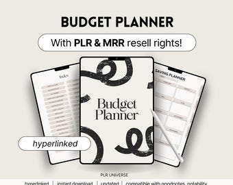 MRR PLR Budget Planner, Aesthetic Editable Digital Canva Finance Template, Master Resell Rights, Mrr Digital Products to Resell, PLR Journal