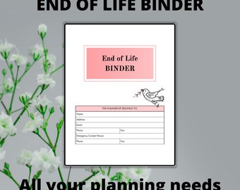 End of Life Planner digital Emergency Binder Life Organizer Funeral Planner Life Planner Death Planner Emergency Planner Estate Will Planner