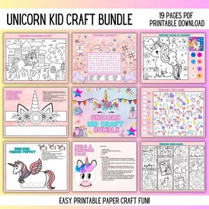 Unicorn Kid Craft Bundle | Unicorn Puzzles | Spring Games | Unicorn Activities | Unicorn Printables | Puzzle Book | Digital Download | Print