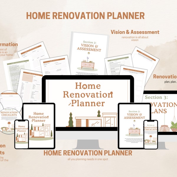 Home Renovation Planner | Home Remodel | Project Planner | Home Renovation | Renovation Budget | Renovation Checklist | Project Management
