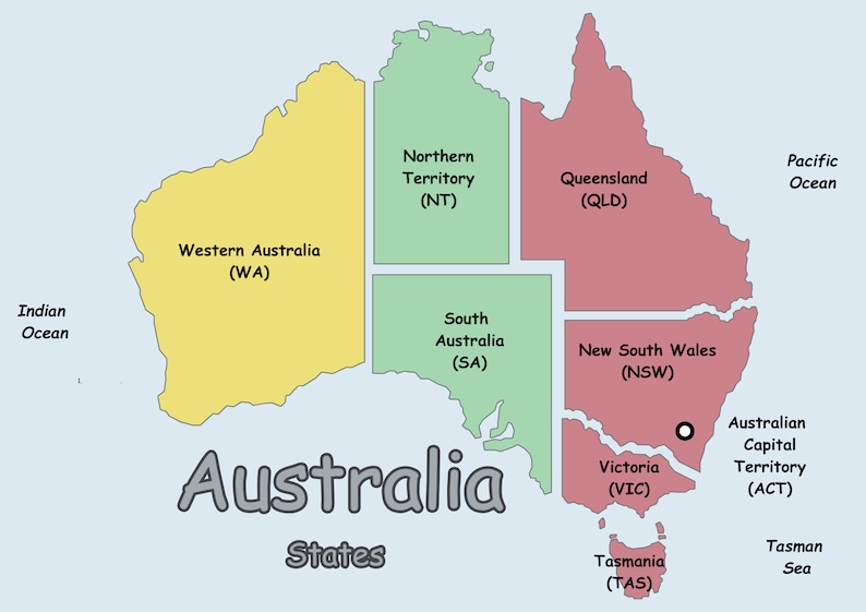 Printable Australia Map | Australia Map Print | Australia Map | Study ...