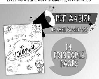 Digitales Kinderbuch - Weltall Thema | Druckbare und digitale PDF | Tägliche Vorschläge zur Dankbarkeit und Kreativität | Digitalen Planer für Kinder
