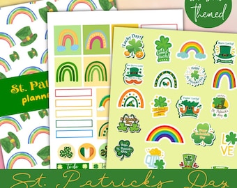 Pegatinas para planificador del Día de San Patricio / Pegatinas de duendes e irlandeses / Pegatinas y etiquetas de San Patricio Imprimibles para el Día de San Patricio