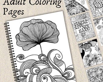 10 Printable Adult Coloring Pages | Intricate Designs for Relaxation and Mindfulness | Instant Digital Download