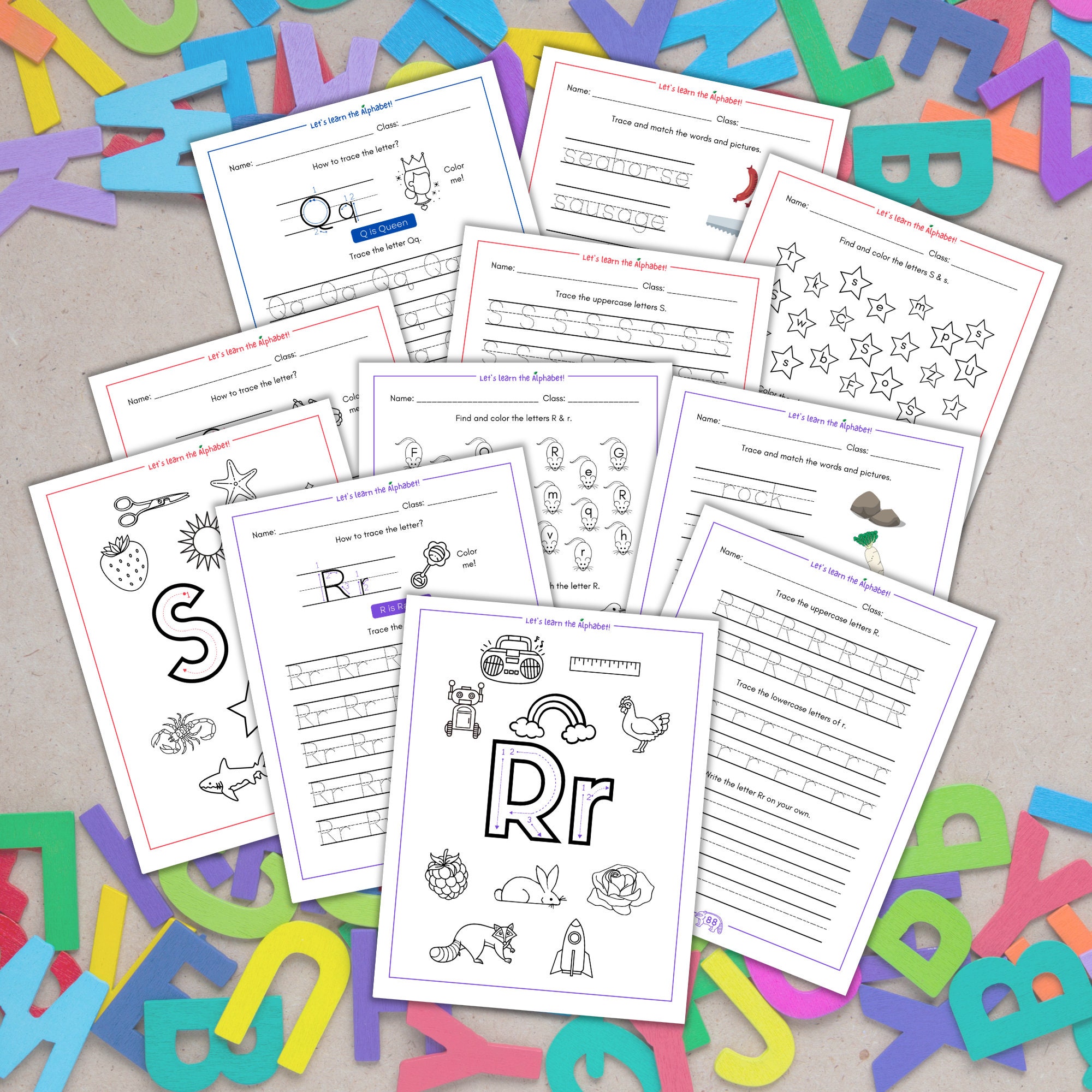Alphabet ABC Printables, Handwriting Practice, Tracing Worksheets, ABC ...
