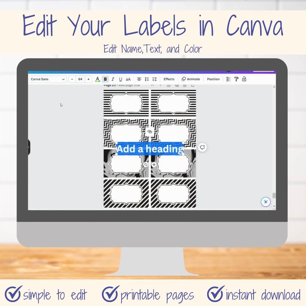 Printable Kitchen Storage Labels | Black and White Pantry Labels ...